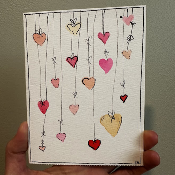 Hanging Hearts - Watercolors