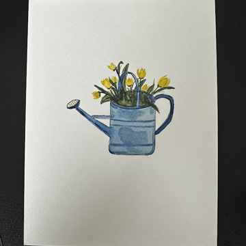 Yellow Blooms in Blue - Watercolors